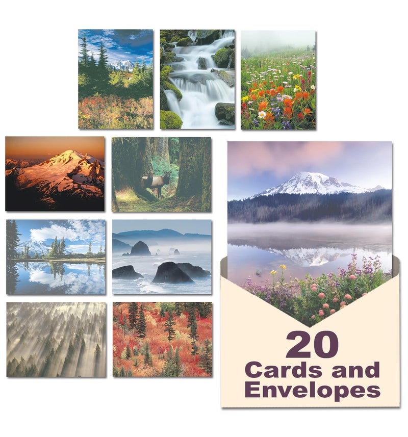 Leanin' Tree Blank Cards and Envelopes 5x7 Set - 20 Blank Note Cards with Envelopes Featuring Stunning Photographs of the Pacific Northwest, Perfect for Any Occasion - Image 1